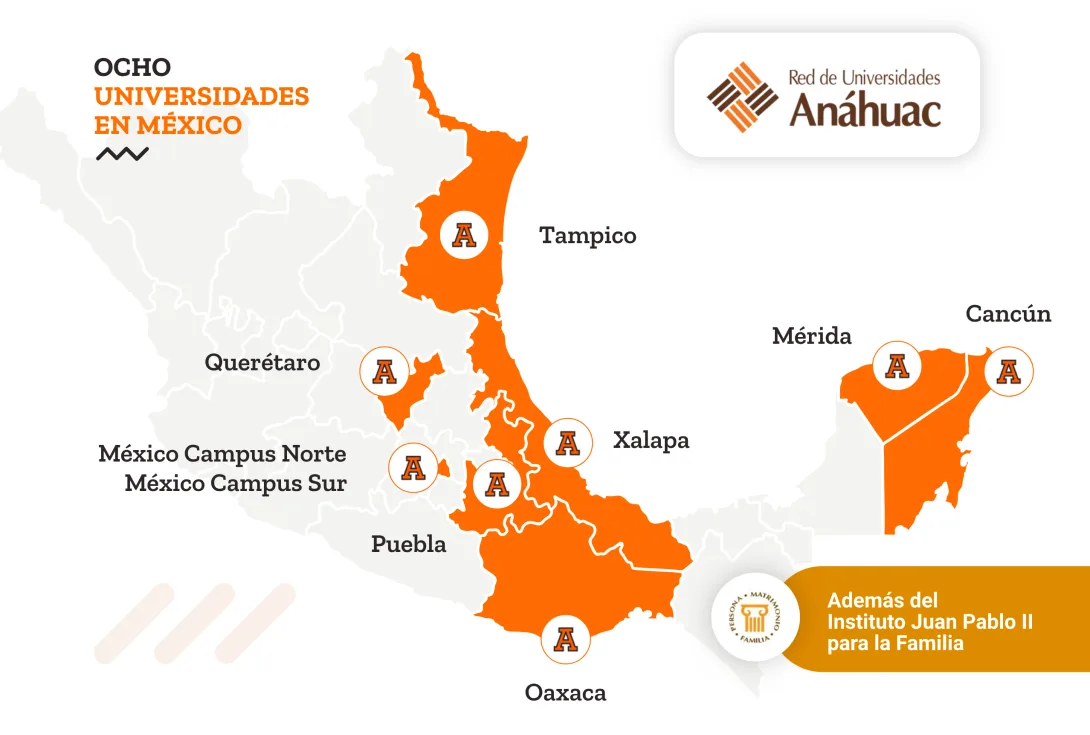 Mapa de la Red Internacional Anáhuac