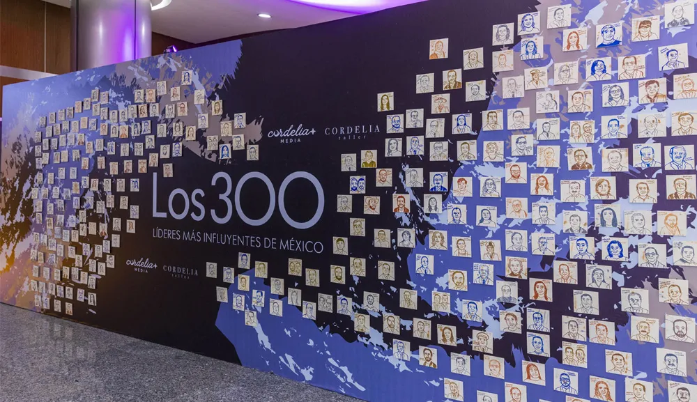 Pared de bienvenida de comida de los 300 lideres de mexico 