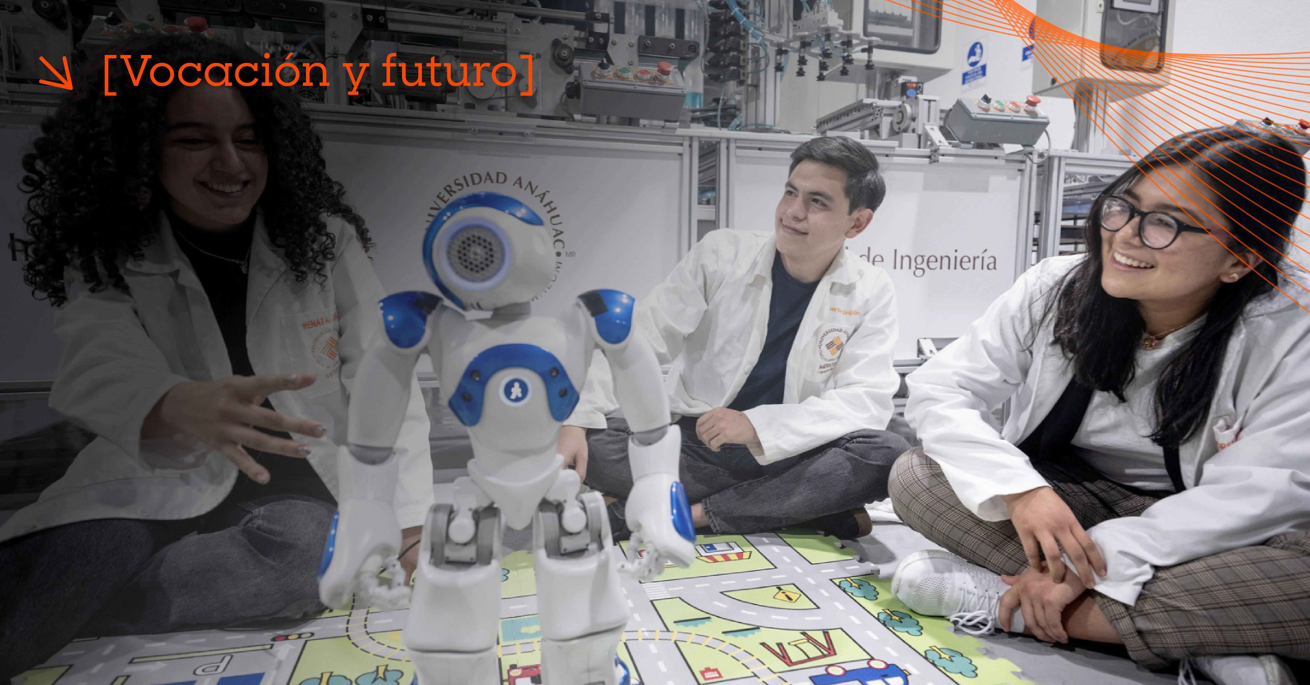 Estudiantes Anáhuac en el laboratorio de ingeniería experimentando con los efectos de la IA en la ingeiería