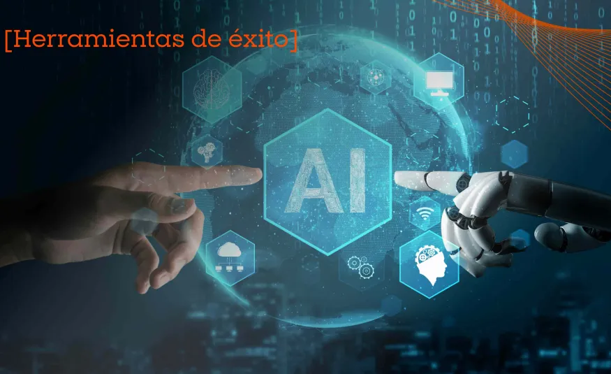 logo de ia con mano humana y de robot 