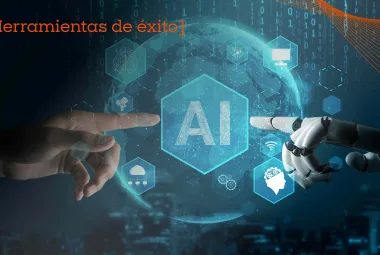logo de ia con mano humana y de robot 