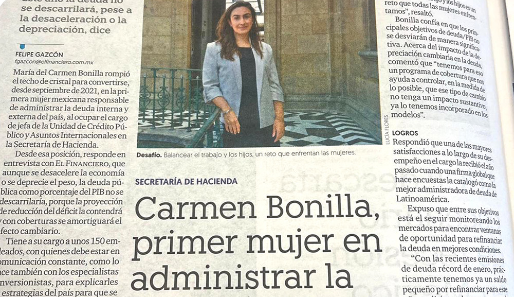 Carmen Bonilla, primer mujer en administrar la deuda pública