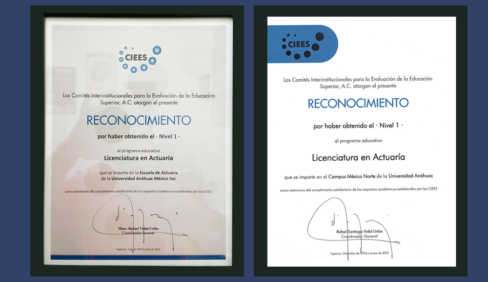 La Licenciatura en Actuaría obtiene Nivel 1 en calidad educativa por parte de los CIEES