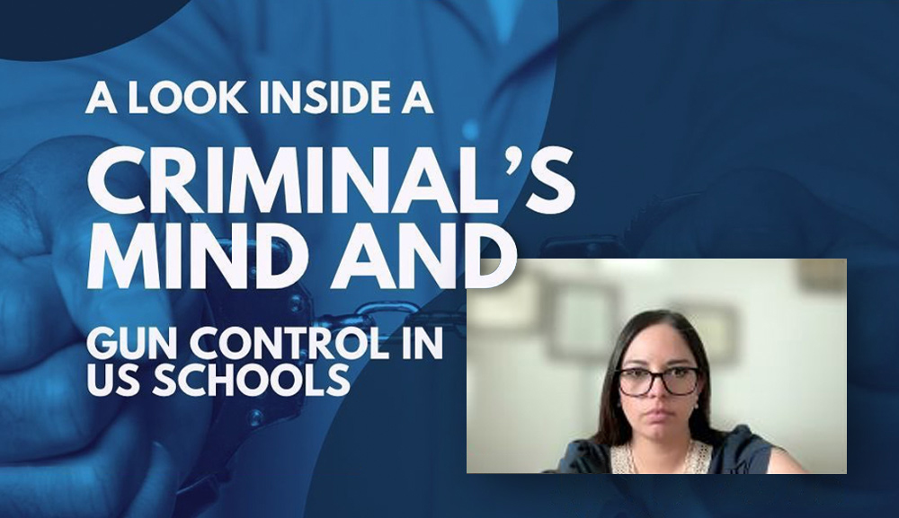 La maestra Patricia Hernández participó en el panel “A look inside a Criminal's mind and gun control in US schools”