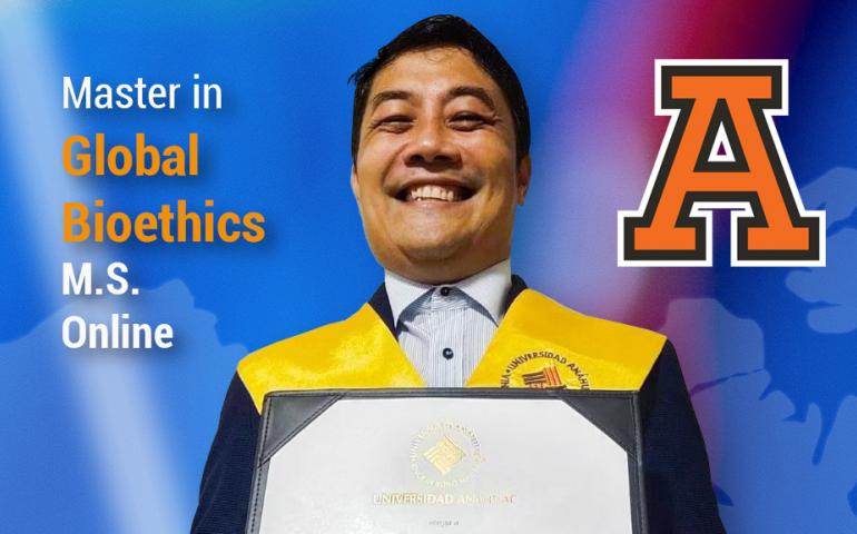 John James Rayel receives his Master's Degree in Global Bioethics in the Philippines