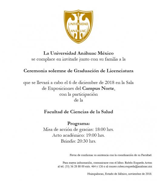 Graduación de la Facultad de Ciencias de la Salud