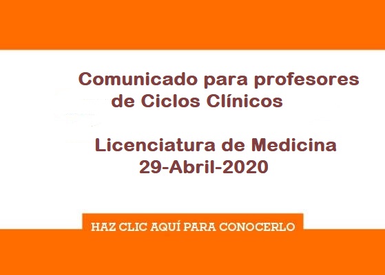 Comunicado para profesores de Ciclos Clínicos