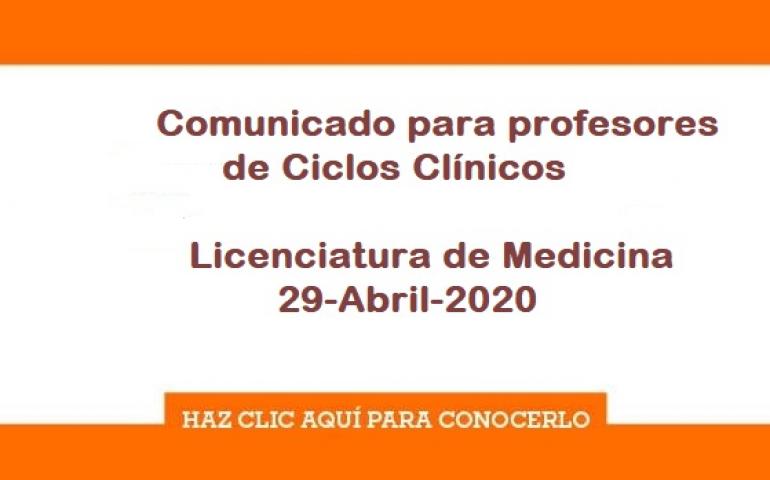 Comunicado para profesores de Ciclos Clínicos