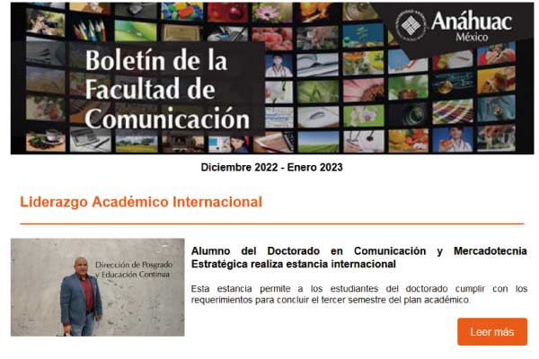 Boletín mensual Enero 2023 Facultad de Comunicación