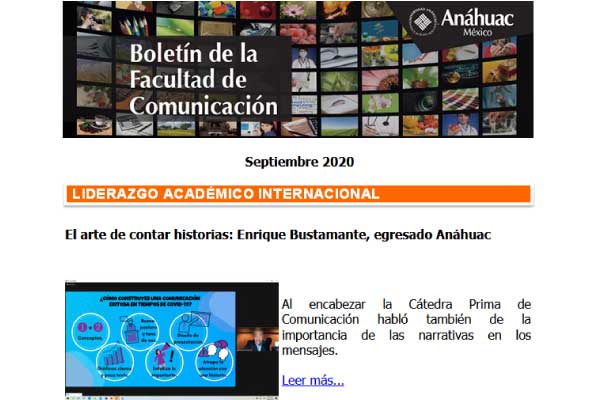 Boletin mensual Facultad de Comunicacion - Septiembre 2020