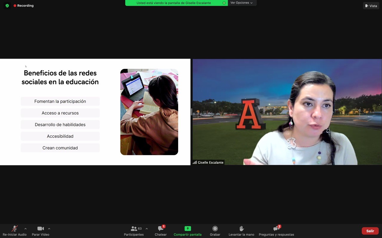 Giselle Escalante participa en webinar sobre los retos y las oportunidades del uso de redes sociales en la educación