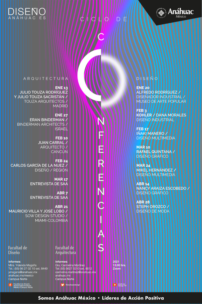 Ciclo de conferencias Enero - Abril 2021 Facultad de Diseño Universidad Anáhauc