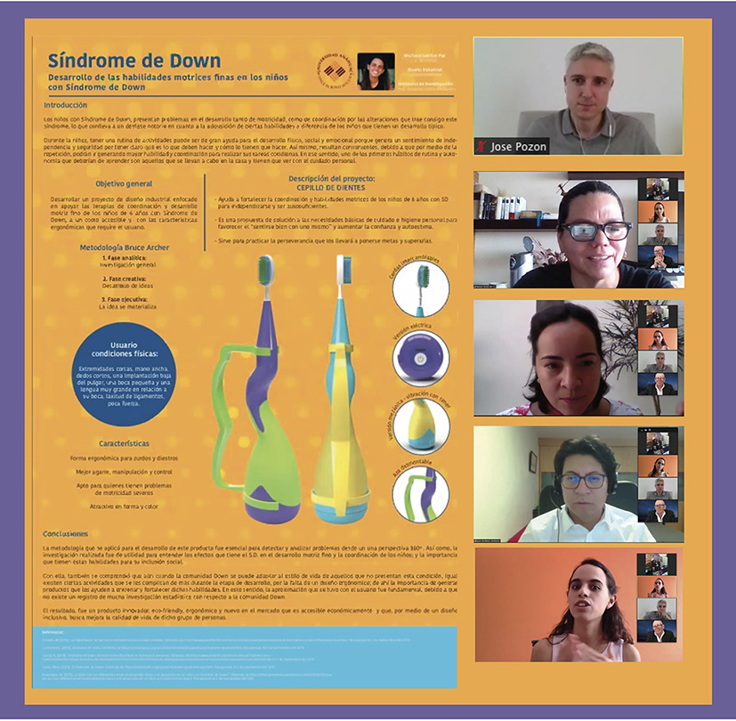 Mariana Senties de Diseño presentó el diseño de un cepillo de dientes para niños con Síndrome de Down y problemas motrices en el Concurso de Carteles de Investigación.