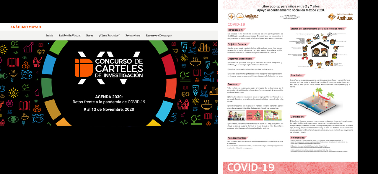 Andrea Macedo, de Diseño Gráfico, presentó un cartel titulado: “Libro pop up para niños de 2 a 7 años. Apoyo al confinamiento social en México 2020”