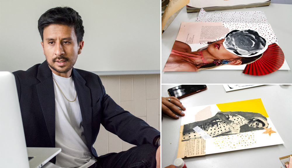 Prince Láuder habla sobre collage y técnicas mixtas a alumnos de nuestra Facultad de Diseño