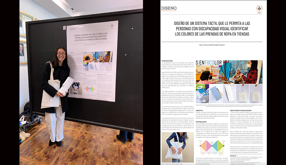 La alumna de Diseño Industrial del Campus Sur, a través de SIENTOCOLOR, busca brindar a las personas con discapacidad visual la posibilidad de identificar los colores de las prendas de ropa en las tiendas.