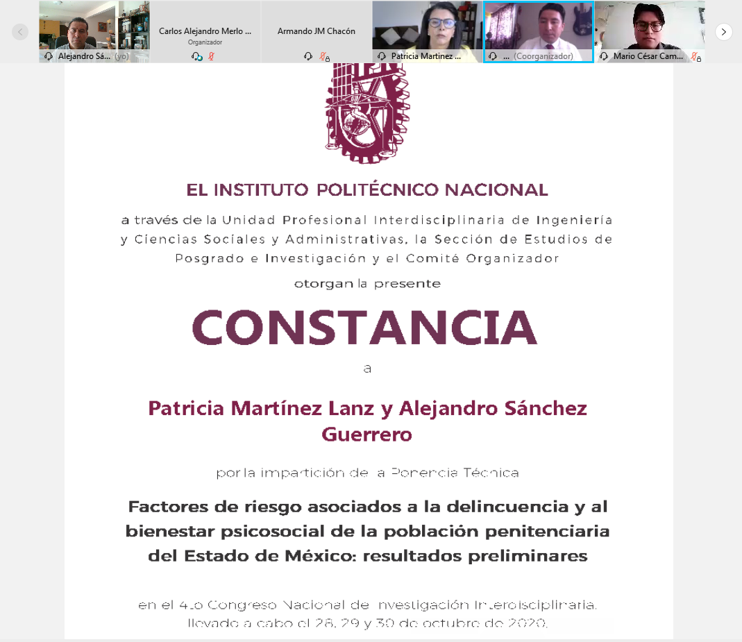 La Dra. Patricia Martínez Lanz Directora del Centro de Investigaciones Interdisciplinarias junto con el Dr. Alejandro Sánchez Guerrero, Investigador del Centro presentan importante estudio sobre delincuencia.