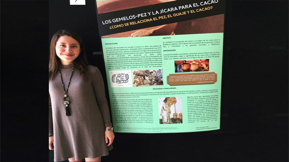 Karla Sandoval Téllez destacó con “Los gemelos-pez y la jícara para el cacao. ¿Cómo se relaciona el pez, el guaje y el cacao?”.