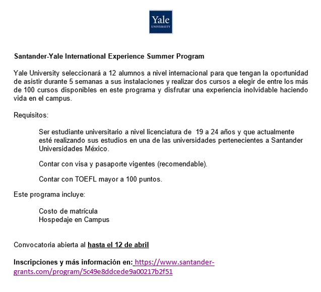 YALE International Experience Summer Program