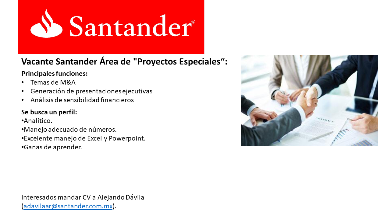 Vacante Santander Área de "Proyectos Especiales“