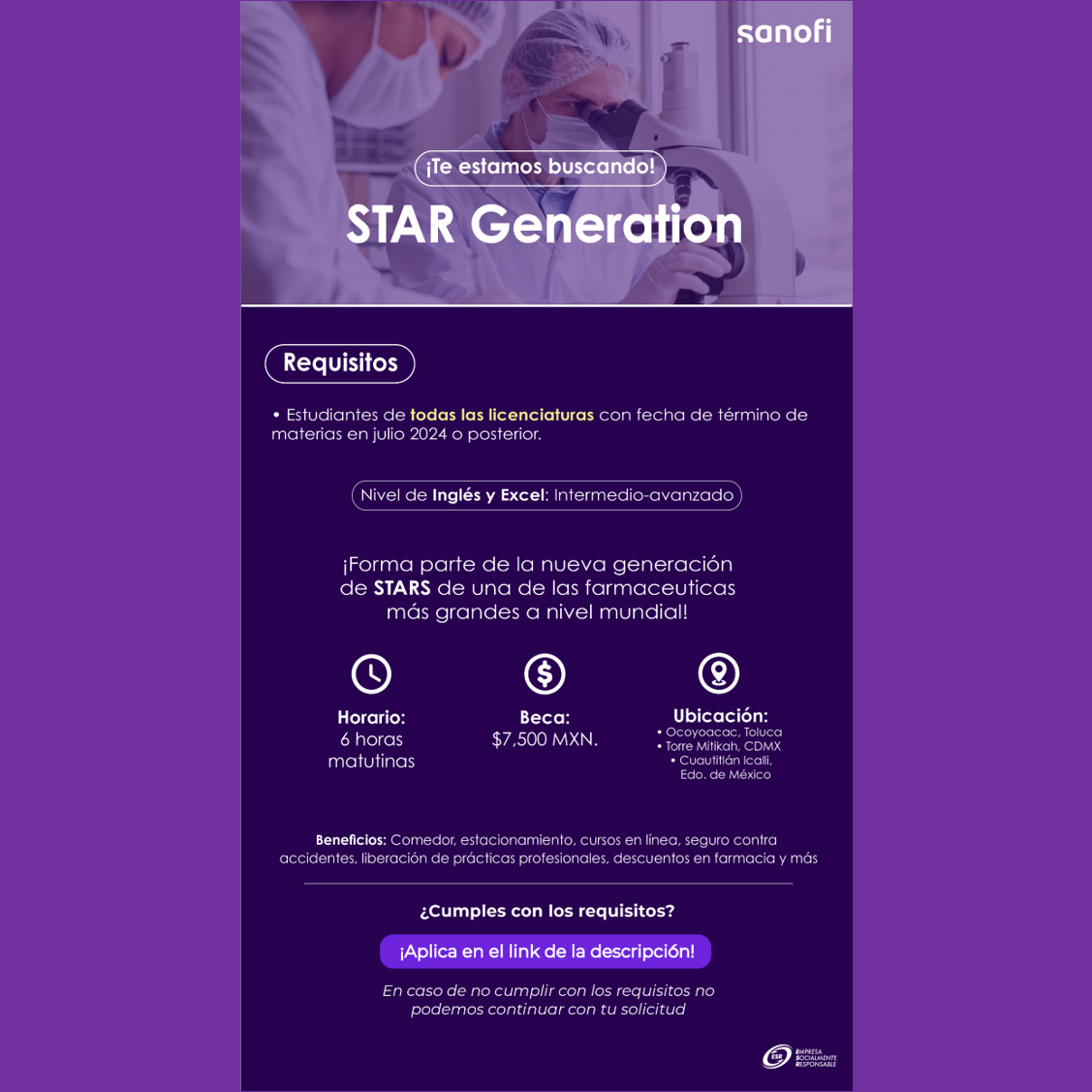 VACANTE - Programa Star Generations / Sanofi