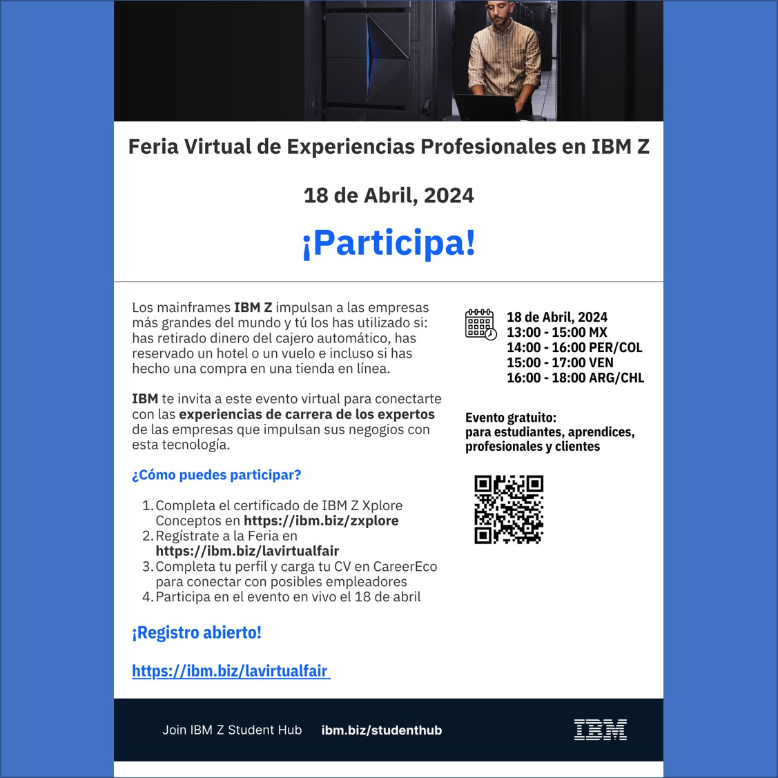 Feria Virtual de Experiencias Profesionales de IBM Z
