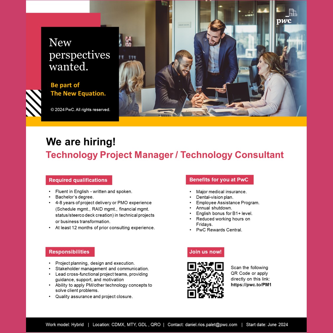 VACANTE - Tecnhology Project Manager | PwC