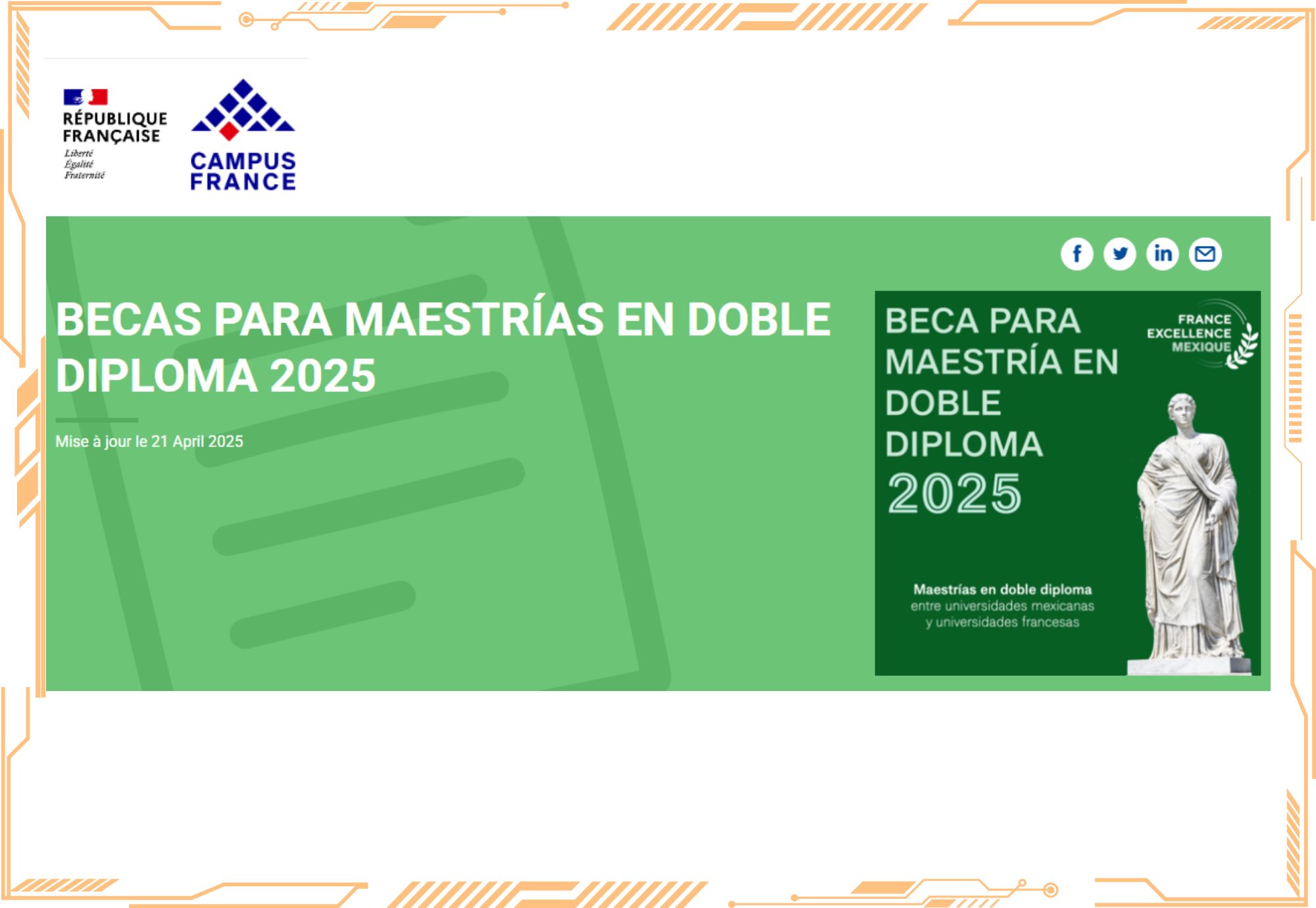 ¡Becas para maestría en Francia!