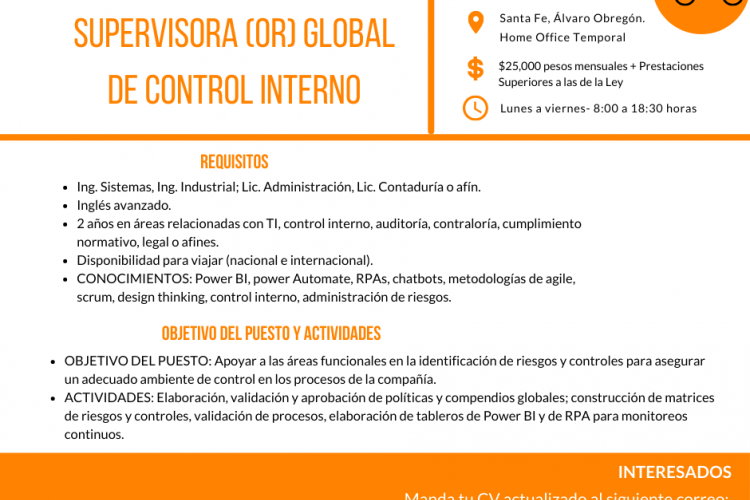  Supervisora(or) Global de Control Interno