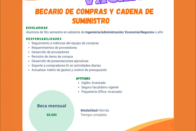 VACANTE - Becario de compras y cadena de suministro / GM