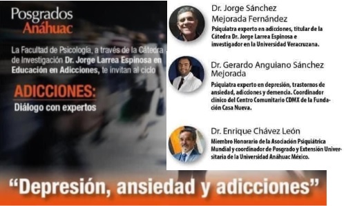 Webinar de Adicciones Diálogo con expertos Dres Sánchez Mejorada y otros