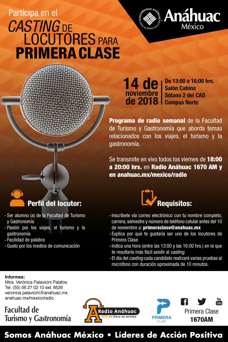Casting para nuevos locutores del programa de radio Primera Clase