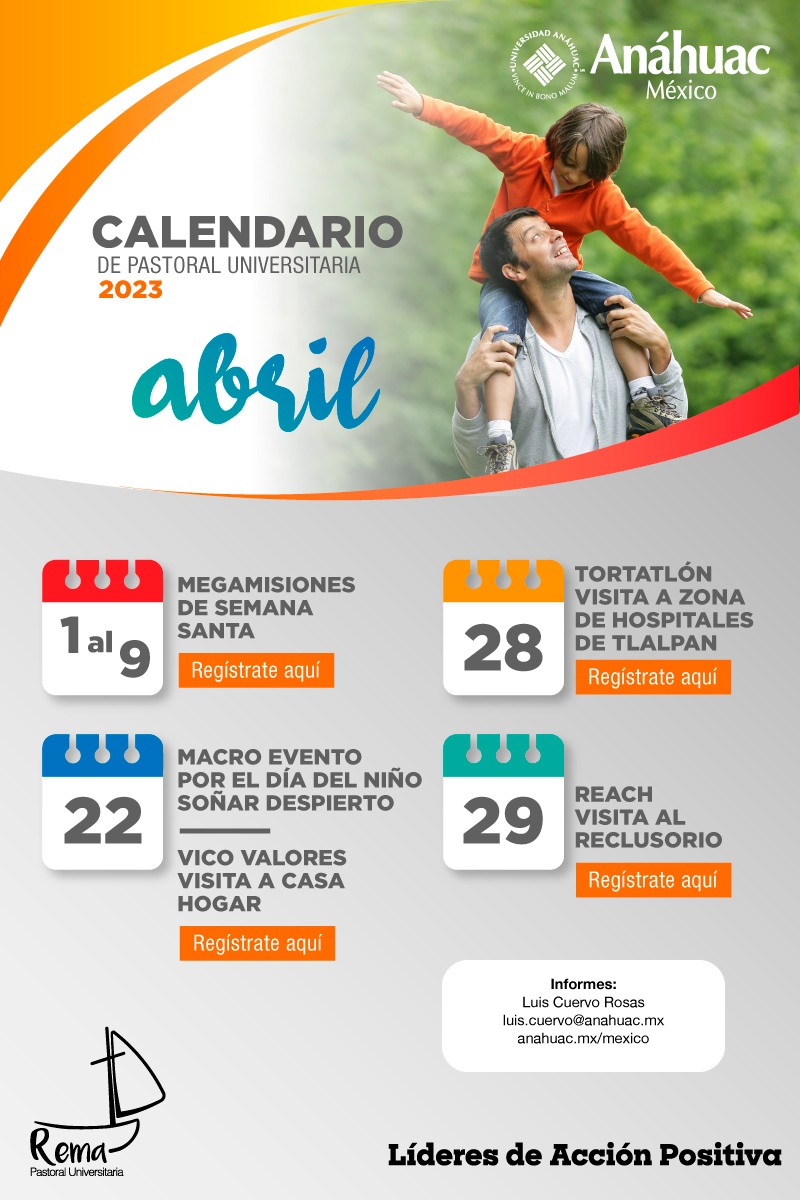 Calendario de actividades Pastoral Campus Sur