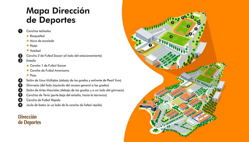 Mapa instalaciones Deportes - Universidad Anáhuac México