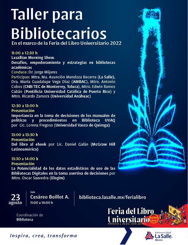 Participación Feria del Libro la Salle programa