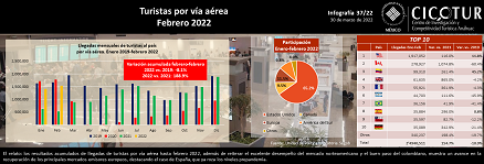 37/22: Turistas por vía aérea a febrero 2022