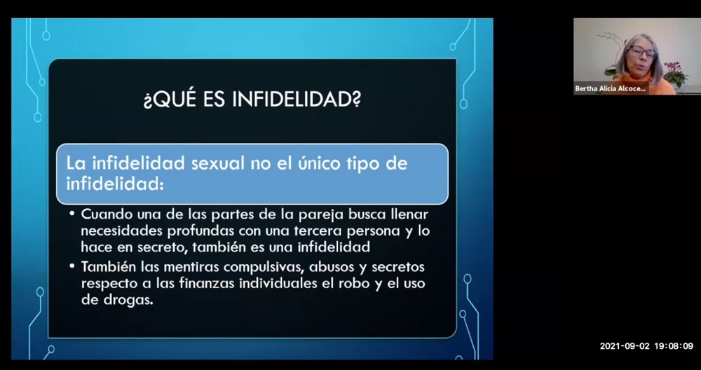 Bertha Alcocer imparte un webinar sobre infidelidad y las crisis matrimoniales