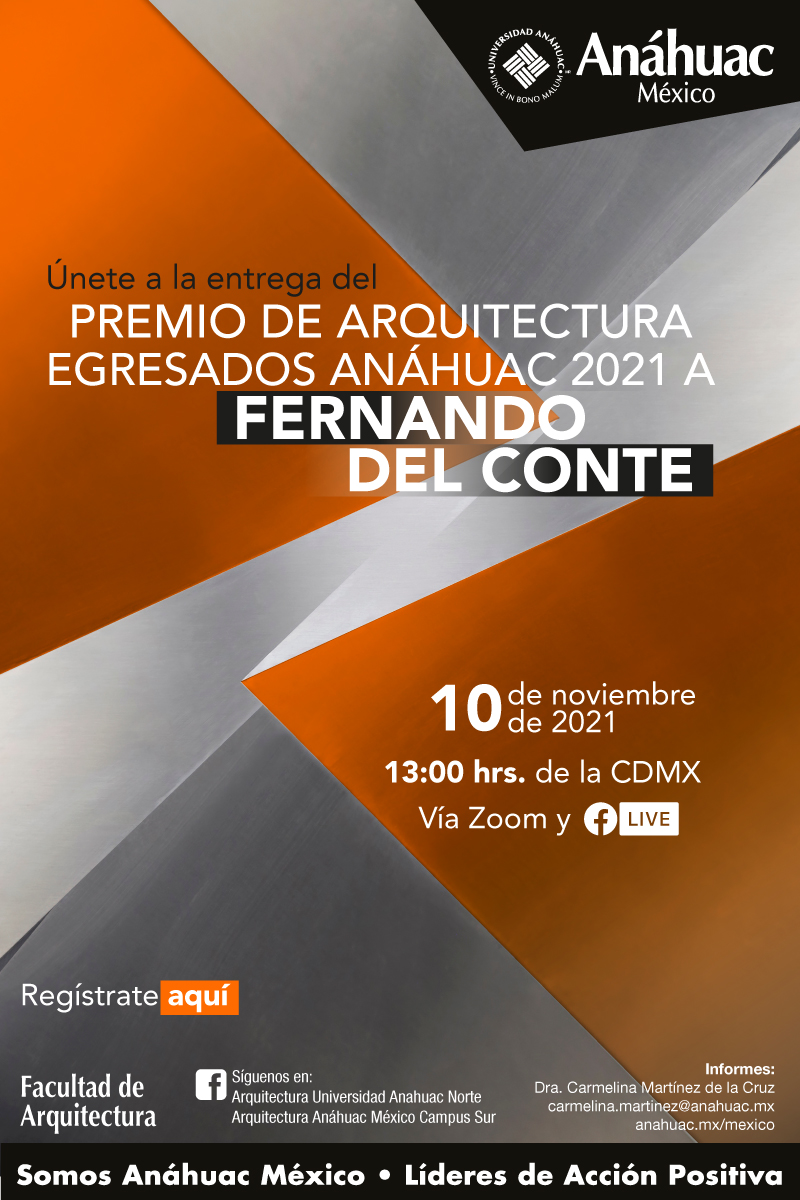Únete a la entrega del Premio de Arquitectura Egresados Anáhuac 2021