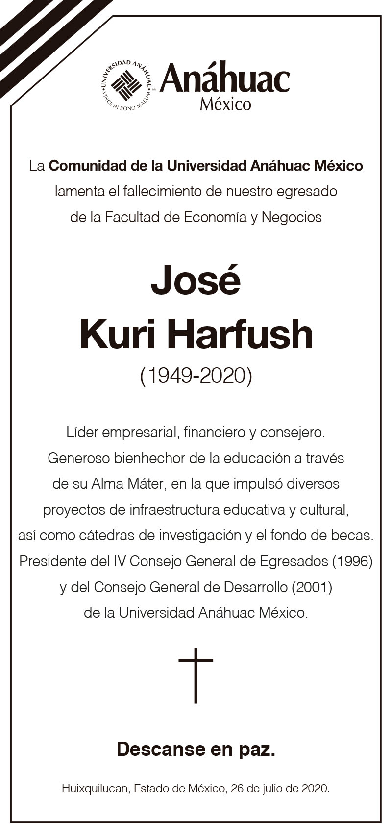 Esquela José Kuri Harfush