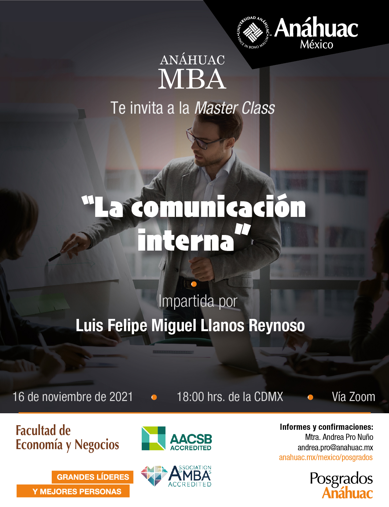 Anáhuac MBA te invita a su Master Class "La Comunicación Interna"