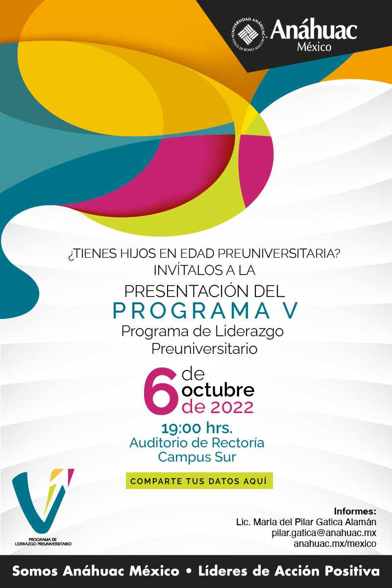 ¿Tienes hijos en edad preuniversitaria? Invítalos a Programa "V"