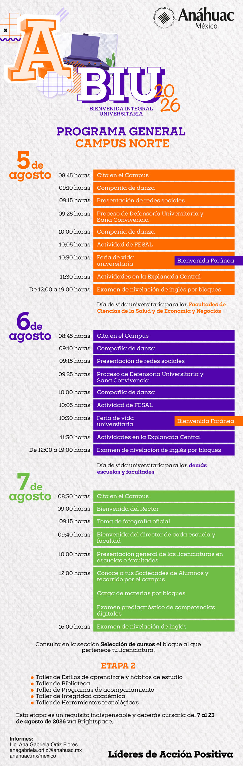 Programa de la BIU campus Norte Agosto 2026