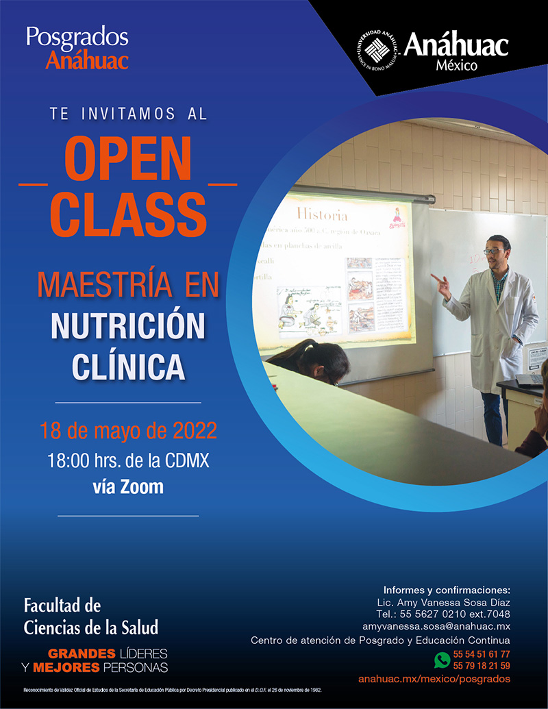 Asiste a la Open Class de la Facultad de Ciencias de la Salud ¡Te esperamos!