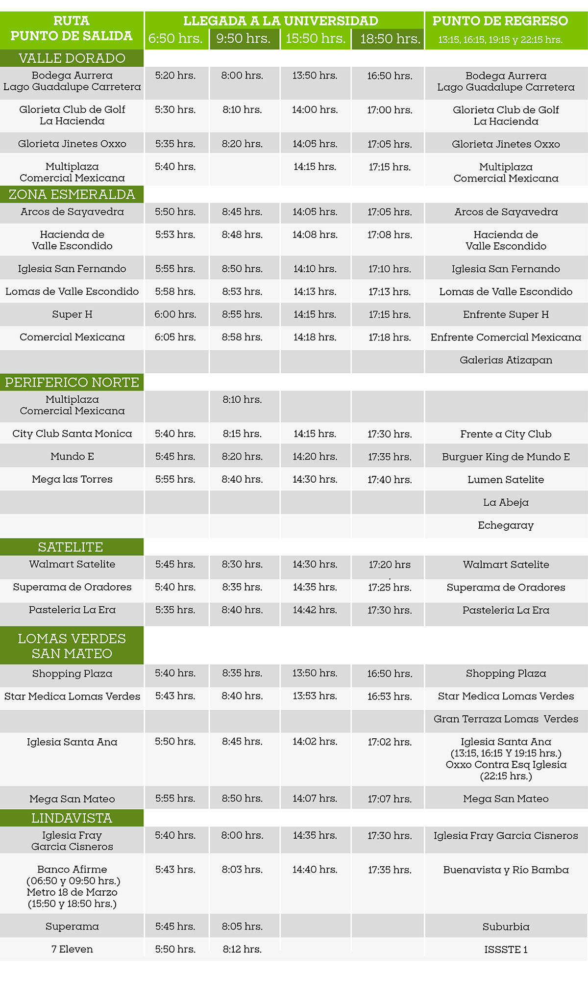 Transporte Anáhuac Campus Norte Ruta Norte Verano
