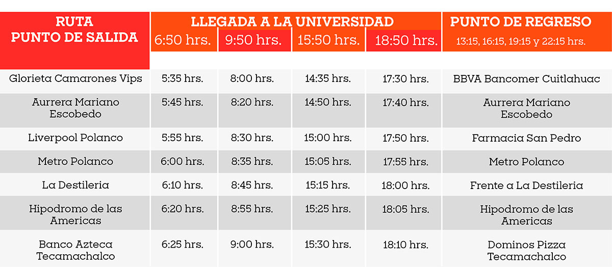 Transporte Anáhuac Campus Norte Ruta Polanco
