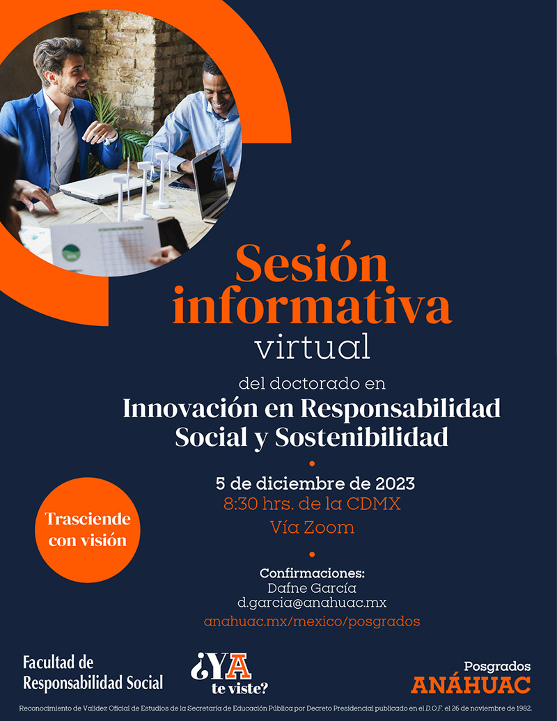 Sesión informativa del Doctorado en Innovación en Responsabilidad Social y Sostenibilidad. ¡Conéctate!