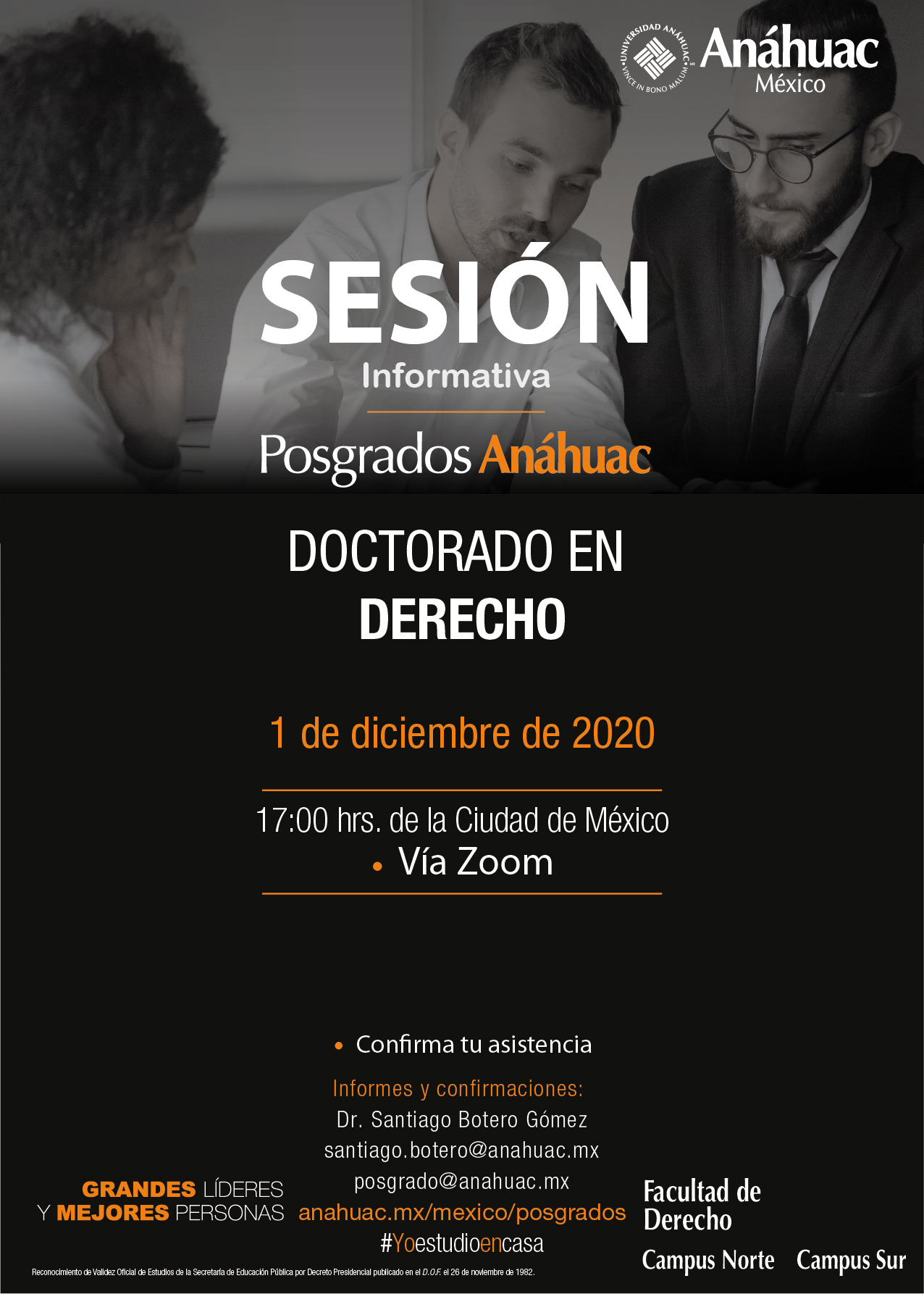 Conéctate a las sesión Informativa del Doctorado en Derecho el 1 de diciembre