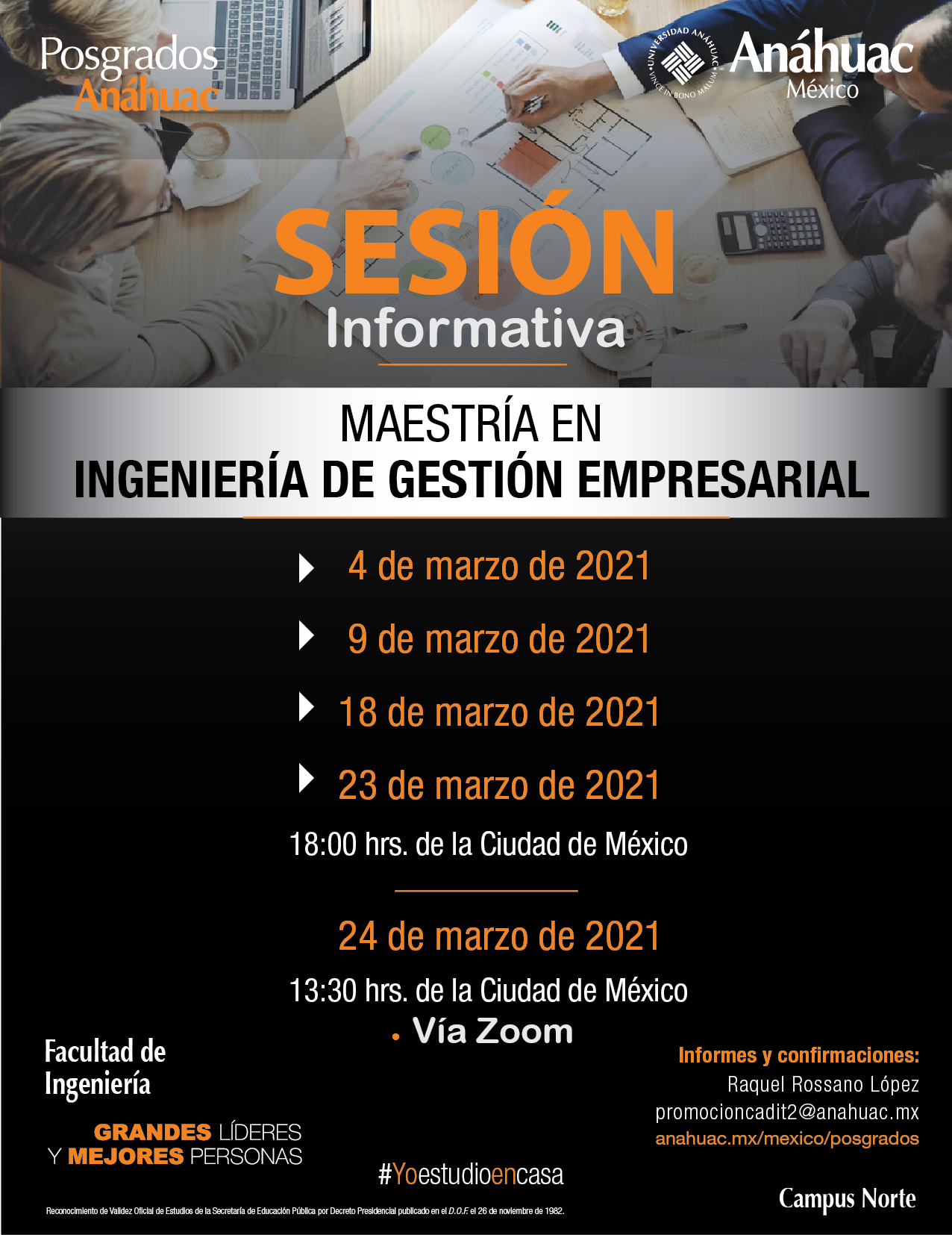 Sesiones informativas en marzo de la Maestría en Ingeniería de Gestión Empresarial