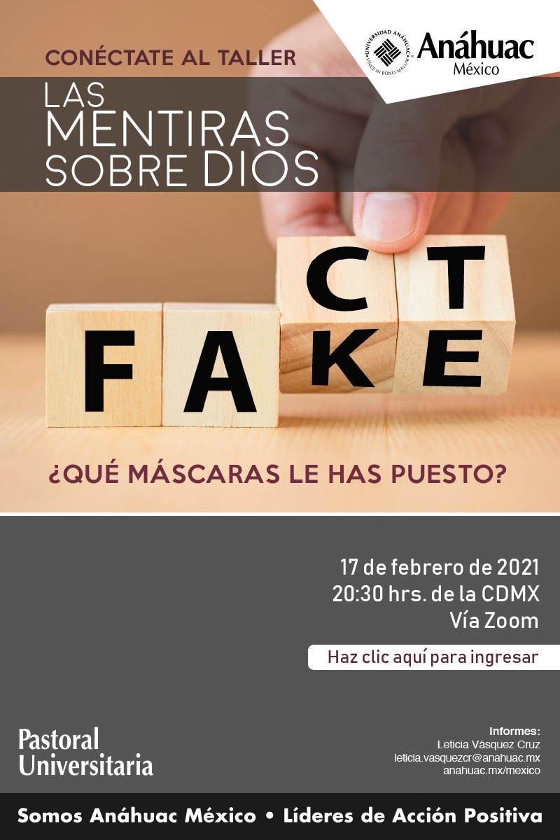 Taller “Las mentiras sobre Dios: ¿Qué máscaras le has puesto?"