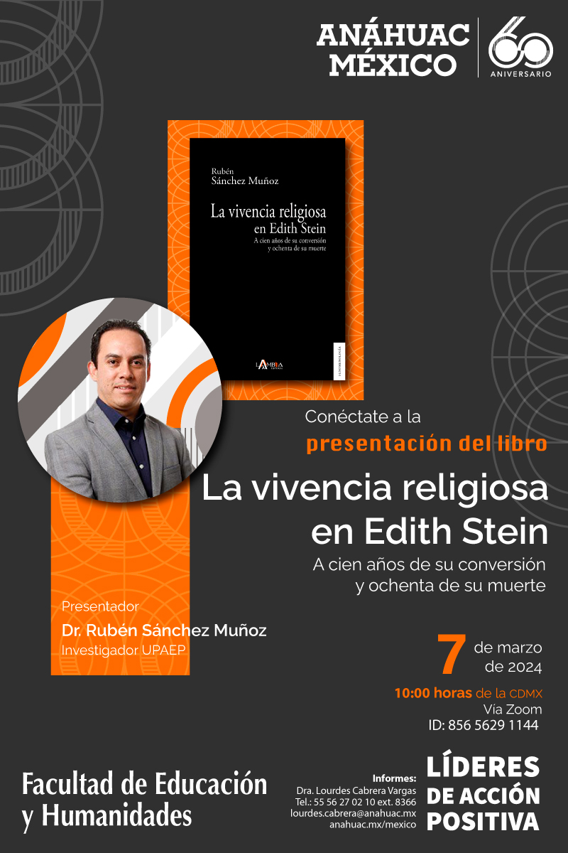 No te pierdas de la presentación del libro “La vivencia religiosa en E. Stein”